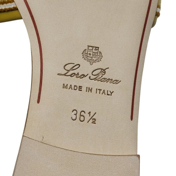 Loro Piana The Suitcase Stripe Sandals in Yellow $750 - Picture 9 of 13